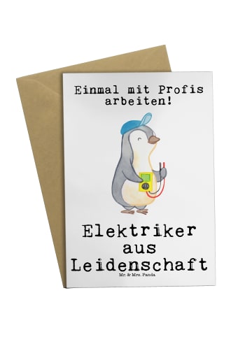 Mr. & Mrs. Panda Grußkarte Elektriker Leidenschaft mit Spruch in Weiß