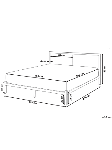 Beliani Doppelbett CLAMART in Schwarz/Grau - (W) 167 x (H) 85 x (L) 210 cm
