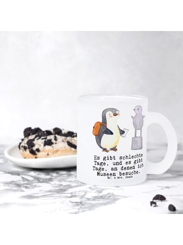 Mr. & Mrs. Panda Glas Pinguin Museum besuchen mit Spruch in Transparent