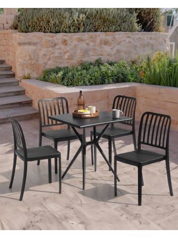 Beliani 4er-Set Esszimmerstuhl SERSALE in Schwarz