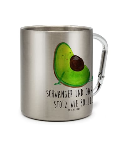 Mr. & Mrs. Panda Edelstahlbecher Avocado Schwangerschaft mit Spruch in Silber