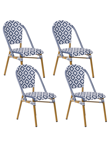 Beliani 4er-Set Esszimmerstuhl RIFREDDO in Blau/Beige/Weiß