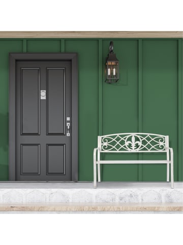 relaxdays Gartenbank in weiß-bronze - (B)127 x (H)86 x (T)57 cm