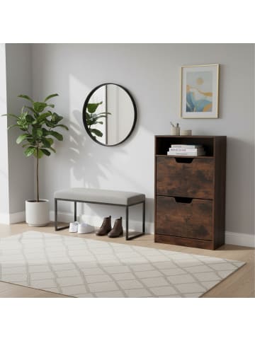 relaxdays Schuhschrank "Industrial" in Dunkelbraun - (B)60 x (H)102 x (T)24 cm