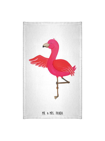 Mr. & Mrs. Panda Gästehandtuch Flamingo Yoga ohne Spruch in Weiß