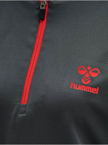 Hummel Halbreißverschluss Sweatshirt Hmlaction Multisport Damen in EBONY/FLAME SCARLET