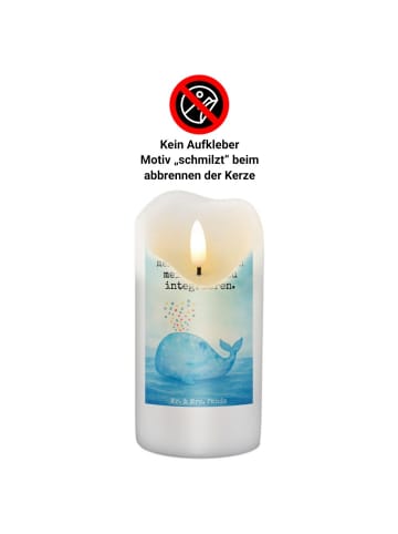 Mr. & Mrs. Panda Wachskerze Wal Konfetti Design mit Spruch in Weiß