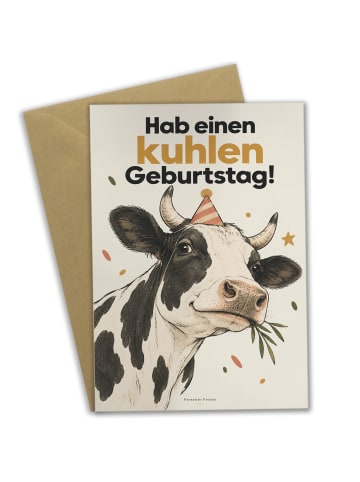 Mr. & Mrs. Panda Geburtstagskarte Kuh Minimalistisch Design mit ... in Weiß
