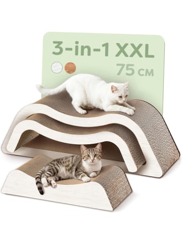 Knupis Kratzbrett Katze XXL 75cm 3-teilig – Kratzmöbel aus kratzfester Pappe