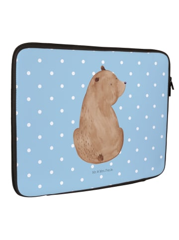 Mr. & Mrs. Panda Laptop Tasche Bär Schulterblick ohne Spruch in Blau Pastell