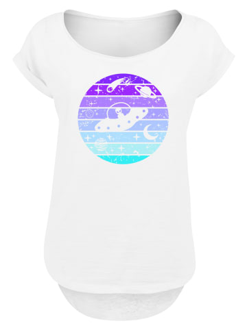 F4NT4STIC Long Cut T-Shirt Retro Alien Weltraum Sonnenuntergang in weiß
