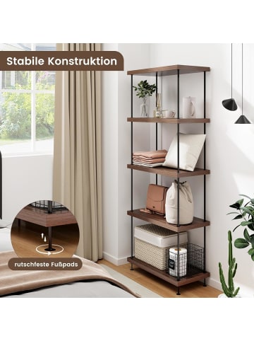 COSTWAY Standregal 5 Ebenen 60x30x147cm in Braun