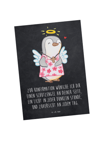 Mr. & Mrs. Panda Postkarte Pinguin Konfirmation mit Spruch in Kreidetafel