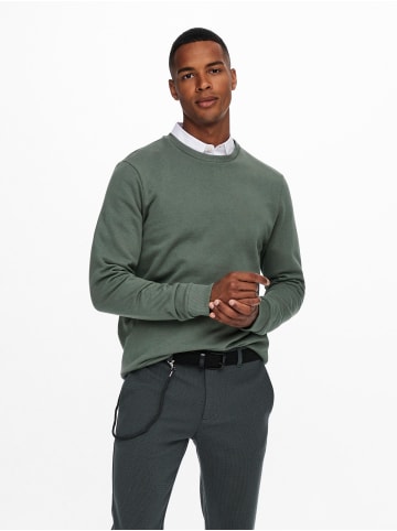 Only&Sons Basic Sweatshirt Langarm Pullover ohne Kapuze ONSCERES in Grün-2