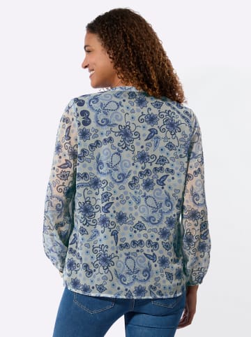 WITT WEIDEN Druckbluse in champagner-royalblau-bedruckt