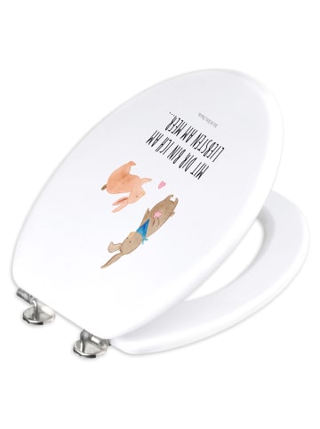 Mr. & Mrs. Panda Klobrille Hasen Muschel mit Spruch in Weiß