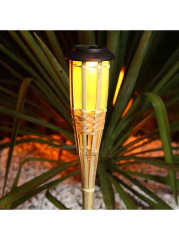 MARELIDA LED Solar Fackel Gartenfackel aus Bambus H: 60cm in natur