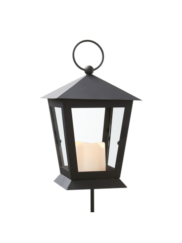 STAR Trading LED Laterne Grablicht mit Kerze und Erdspieß H: 40cm schwarz