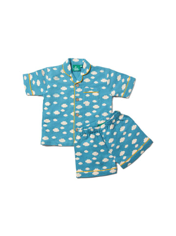 Little Green Radicals Button Through Pyjama Short Set in Blue