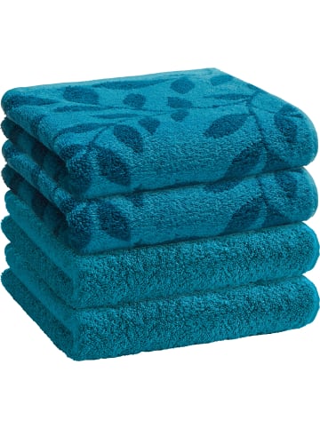 Erwin Müller Frottier, Jacquard Handtuch 4er-Pack Kronau in petrol
