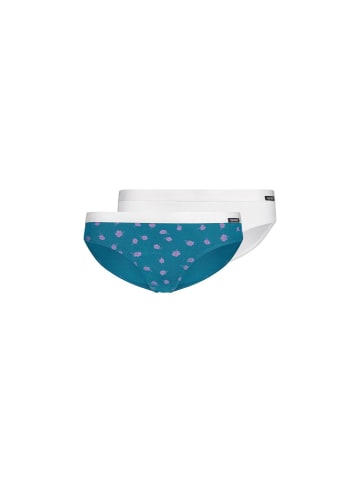 Skiny Slip 2er Pack in Petrol/Weiß