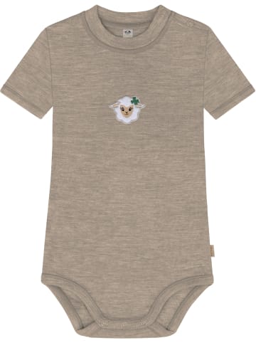 Normani Outdoor Sports Baby Kurzarm Body - 100% Bio-Merinowolle in Beige