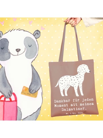 Mr. & Mrs. Panda Strandtasche Dalmatiner Moment mit Spruch in Braun Pastell