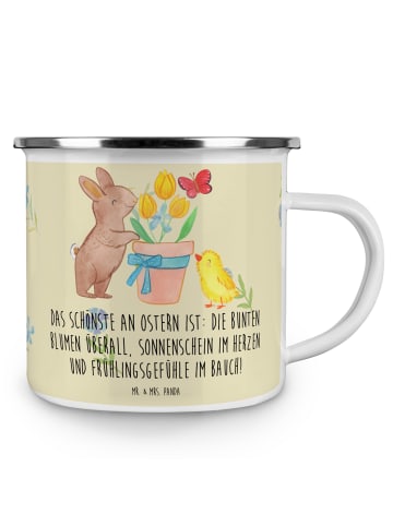 Mr. & Mrs. Panda Tasse Emaille Hase Küken mit Spruch in Blumig