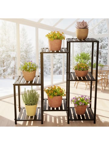relaxdays Blumenregal in Schwarz - (B)80 x (H)81 x (T)28,5 cm