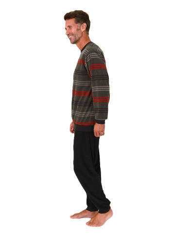 NORMANN Langarm Schlafanzug Frottee Stretch Pyjama Bündchen - 86780 in rot
