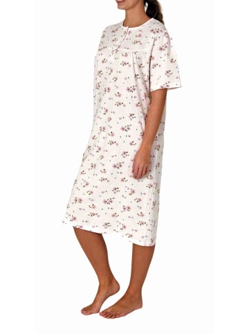 NORMANN Kurzarm Nachthemd Knopfleiste am Hals - 80137 in rosa
