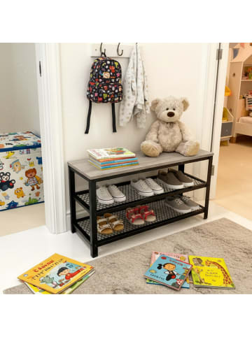 relaxdays Schuhbank in Hellbraun/ Schwarz - (B)100 x (H)45 x (T)30 cm