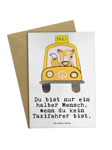 Mr. & Mrs. Panda Grußkarte Taxifahrer Herz mit Spruch in Weiß
