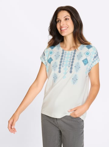 Sieh an! Kurzarmshirt in ecru-dunkelblau