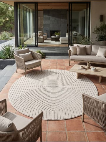 KADIMA DESIGN Teppich Outdoor ENGADIN Bogenmuster Terrasse Schlafzimmer in Creme
