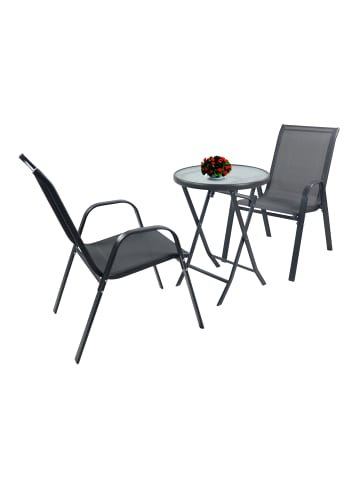 VCM  3tlg Balkonset Gartenmöbel Stapelstühle Set Sonlas in Anthrazit