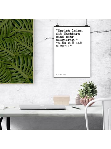 Mr. & Mrs. Panda Poster "Sprich leise, die Nachbarn... mit Spruch in Weiß