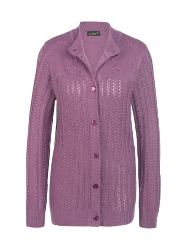 GOLDNER Kurzgröße:  Ajourstrickjacke in hortensie / melange