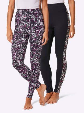 WITT WEIDEN Leggings in magenta-schwarz-bedruckt