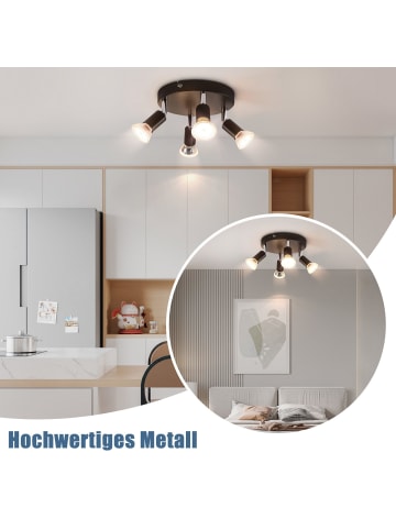 ZMH Deckenleuchte in Schwarz 4-flammige GU10 Rund Metall Deckenspots