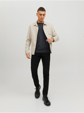 Jack & Jones Dünner Langarm Strickpullover Basic JJEBASIC in Dunkelgrau