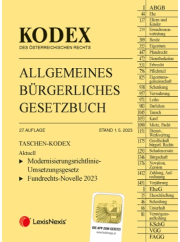 LexisNexis Österreich Buch - Taschen-Kodex ABGB 2023 - inkl. App