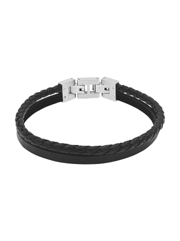 Tom Tailor Armband Edelstahl, Leder in schwarz