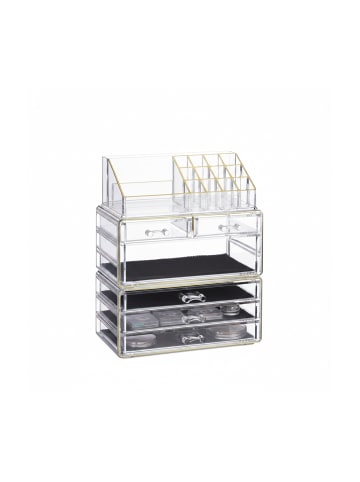relaxdays Kosmetikorganizer in Transparent/Gold