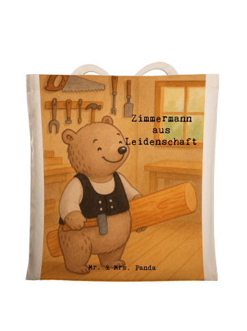 Mr. & Mrs. Panda Tote Bag Zimmermann Leidenschaft Design mit Spruch in Weiß