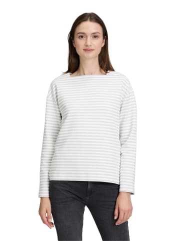 BETTY & CO Sweatshirt mit U-Boot-Ausschnitt in Grau/Weiß