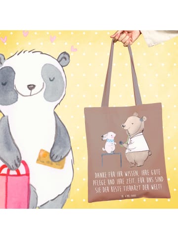 Mr. & Mrs. Panda Tote Bag Bester Tierarzt mit Spruch in Braun Pastell