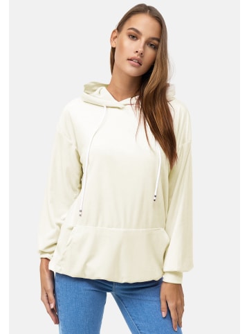 enflame Langer Kapuzen Pullover Oversized Hoodie Kleid Velours Sweatshirt in Creme