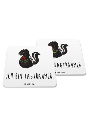 Mr. & Mrs. Panda Untersetzer Set Stinktier Blume mit Spruch in Weiß