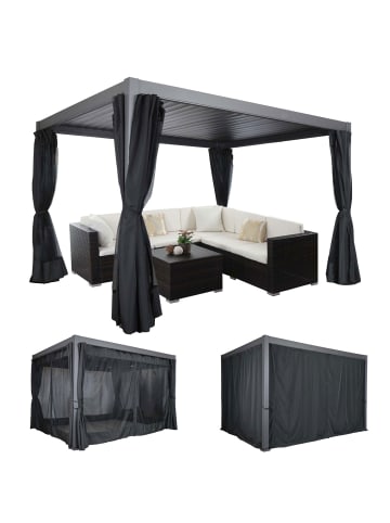 MCW Seitenwand für Pergola J32 4er-Set mit Moskitonetz, 3x4m schwarz